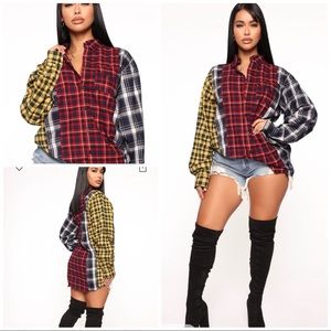 Oversized plaid tunic button up